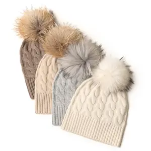 YT 2024 뜨거운 판매 여성 모자 따뜻한 겨울 니트 성인 리얼 100% 캐시미어 비니 폼
