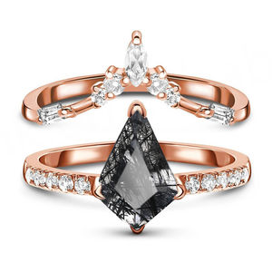 Moss Agate 925 Sterling Silver Rose Gold Plated <b>Moissanite</b> Bridal Engagement <b>Ring</b> with Prong Setting Third Party Certified Gift - Product Image 3