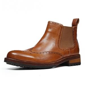 Bottes en cuir véritable Balmoral pour homme, à lacets, texture poncée à la main, style Amish Work Wear, solides et imperméables - Product Image 1