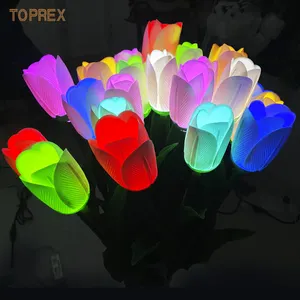 Toprex lampu LED pernikahan buatan, lampu Tulip PU untuk dekorasi Natal, bunga dan Tulip liburan