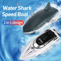 Nouveaux designs 2-en-1 : Bateau télécommandé RC sous-marin requin de course électrique, étanche, haute vitesse, longue autonomie, jouet de simulation