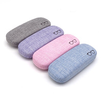 Boîte à lunettes en lin multicolore en gros, style frais, étui rigide de protection pour lunettes, emballage personnalisé de marque