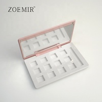 Palette d'ombres à paupières magnétiques personnalisée, 12 couleurs, étui à ombres à paupières blanc rose avec miroir, étiquette privée