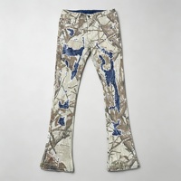 SOONREE Jeans slim évasés pour hommes à motif abstrait, pantalon en denim imprimé texturé pour les marques de streetwear de boutique
