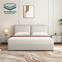 Meubles de chambre à coucher au design moderne, lit de luxe en cuir pour hôtel et appartement avec tête de lit, lit queen ou king avec rangement