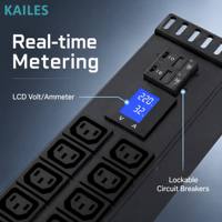 KAILES (KLS) Série KLS-K33 Bloc d'alimentation vertical (PDU) à 20 prises, 7680W, avec affichage de la tension et du courant, entrée 32A, personnalisable