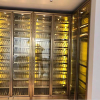 Armoire à vin moderne de luxe en acier inoxydable avec portes vitrées éclairées par LED, présentoir à vin en métal sur mesure pour bar à domicile, hôtel