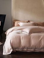 Parure de lit en mélange de coton Tencel à fibres longues, soyeuse et moelleuse, couleur unie, avec bordure en dentelle ajourée, anti-accroc, pour toutes les saisons
