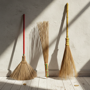 Escoba de jardín duradera de palo de coco con mango de madera, escoba indonesiana Lidi para barrer - Product Image 5