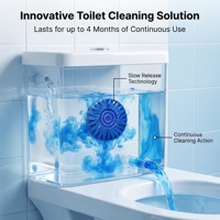 Tablet Pembersih Tangki Toilet 2500 Siraman, 4 Bulan Pembersihan Otomatis, Penghilang Kerak & Pengharum Kloset, Blok Biru 4 Plus 4, Paket Hemat