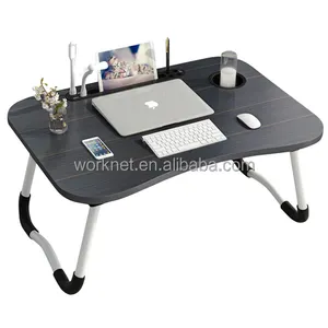 Simple Style Portable Folding Laptop Table On Bed Office Table USB Charge Colorful Wooden Laptop Desk