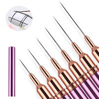 Lot de pinceaux de précision pour nail art à manche métallique violet, pour rayures fines, peinture, dessin, stylo de traçage, outils de manucure pour vernis gel UV