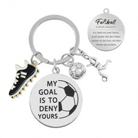 Llavero de Fútbol Metálico Redondo 3D Personalizado, Colgante de Titanio y Acero Inoxidable para Aficionados, Regalo de Recuerdo