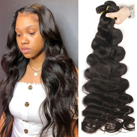 Extensions de cheveux humains vierges brésiliens non traités, ondulés, noirs naturels, pour femmes
