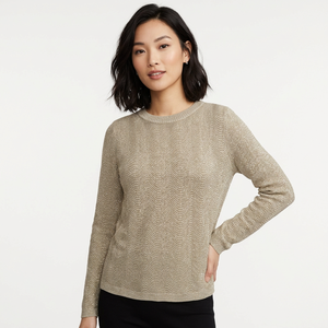 Suéter de punto acanalado para mujer, cuello redondo, manga larga, estilo jersey, informal, ajustado, top de punto para uso diario, básico para damas - Product Image 1