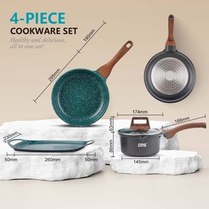 Winning Star 4 Piece Cookware <b>Set</b> Green Nonstick Ceramic Coating For All Stove Types - Product Image 3