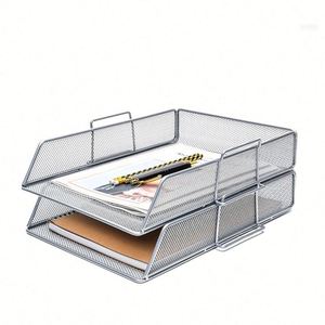 <b>Metal</b> 2pcs Stackable Letter Trays Paper Sorter/Desk <b>File</b> Tray/Desk Organizer - Product Image 1