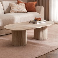 Ensemble de tables basses scandinaves de luxe en pierre frittée, pièce maîtresse moderne pour le salon