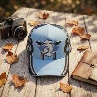 Casquette de baseball bleu clair brodée style dessin animé, avec strass numéro 3, imprimé graffiti gothique sur le côté, style streetwear, casquette snapback