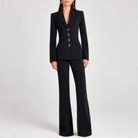 Traje de Lana/Seda de Manga Larga Otoño Invierno 2025, Nuevo, Estilo Casual, Chaleco y Pantalones, Moda Europea y Estadounidense