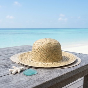 Chapeau Panama en paille de raphia rayé à large bord, style Vietnamien, avec logo personnalisé, étiquette d'entretien et emballage - Vente en gros pour activités de plein air, ski, voyage, pêche - Product Image 1