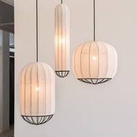 Suspension nordique Simple LED lustre en tissu avec 3 styles de forme ovale pour îlot de cuisine salle à manger intérieure