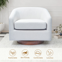 Fauteuil pivotant moderne convertible en tissu, dossier croisé, assise confortable, rotation à 360°, pour chambre et salle à manger, avec piètement métallique