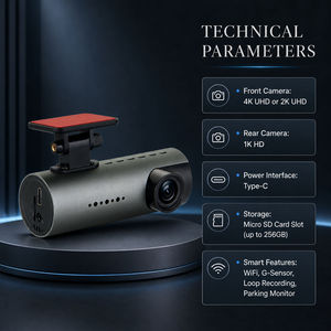 กล้องติดรถยนต์รุ่นใหม่ ปี 2026 Mini Dash Cam 4K 1K 2K ตัวเรือนโลหะ ดีไซน์เฉพาะ ได้รับสิทธิบัตร พร้อม WiFi GPS ควบคุมผ่านแอพ รองรับการบันทึกภาพกลางคืน กล้องบันทึกการขับขี่ - Product Image 3