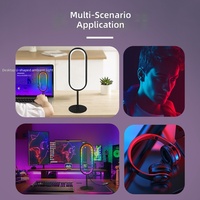 Lámpara de Escritorio RGB para Juegos, Luz Ambiental Curva con Sincronización Musical, Control Remoto por Aplicación, Efecto de Agua Corriente, Más de 100 Modos para Configuración de PC