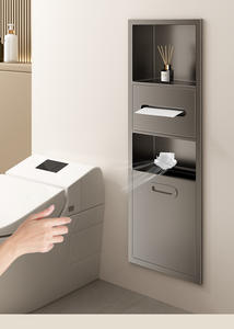 Moderno Nicho para Inodoro Empotrado de Acero Inoxidable con Estante de Almacenamiento Multifuncional para Basura, para Baño y Uso Escolar - Product Image 3