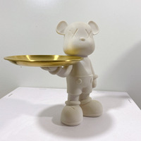Plateau en résine vierge pour ours fluide, fait main et peint à la main, style dessin animé, pour décoration de salon et rangement de clés à l'entrée - Vente en gros