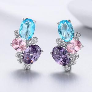 SCE579 Coloré zircon pierre gemme avec verre <span class=keywords><strong>fantaisie</strong></span> bijoux 925 argent femmes <span class=keywords><strong>oreille</strong></span> manchette cerceau <span class=keywords><strong>boucles</strong></span> <span class=keywords><strong>d</strong></span>'oreilles - Product Image 3