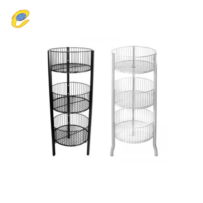 Store Round Wire Baskets For Storage Multi Layers Supermarket Kitchen Display Rack For Groceries And Snacks
