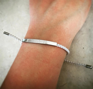 Bracelet en acier inoxydable plaqué argent et or, cordon réglable personnalisé, inspiré du <span class=keywords><strong>Mantra</strong></span>, je suis un bracelet d'affirmation fort - Product Image 6