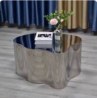 Table basse en acier inoxydable de forme spéciale, plateau miroir, moulage monobloc 304, modèle populaire pour les petits appartements