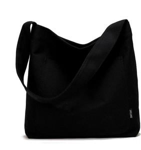 Sac à main en toile grande capacité pour femme, couleur unie simple, sac à bandoulière tendance, ouverture zippée, sac de shopping personnalisable avec logo - Product Image 4