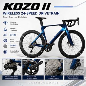 เฟรมจักรยานเสือหมอบ Kozo Carbon Lightweight 24 สปีด รุ่น Wheeltop 2x12 ยาง 700x28c ระบบดิสก์เบรกไฮดรอลิก แกนปลดเร็ว สำหรับแข่งขัน Kozoii(lunfeng) Kozo Ii - Product Image 4