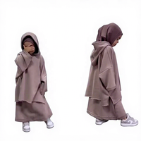 Ensemble Abaya pour Enfants Musulmans Habib, Nouveau Design, 2 Pièces, Haut à Capuche & Jupe, Vente en Gros, Vêtements Islamiques Modestes pour Enfants