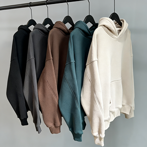 Sudadera con Capucha de Alta Calidad, 400 g/m², 100% Algodón, para Hombre, Talla Grande, Estilo Francés, Hombros Caídos, Sin Cordones - Product Image 1