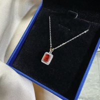OEM Hochwertige 925 Sterling Silber Hochzeit Halskette Red Stone Luxus 5x7mm Rubin Zirkonia Trendy Fine Anhänger für Partys