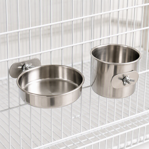 Juego de Tazones de Acero Inoxidable para Loros, 6 Tamaños, <span class=keywords><strong>Bebedero</strong></span> para Jaula de Pájaros con Soporte de Montaje y Tuerca de Mariposa - Product Image 2