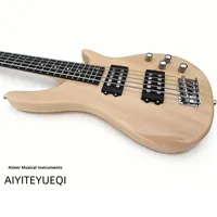Guitare Basse Électrique Cinq Cordes Haut de Gamme pour Débutants et Joueurs Avancés, Construction en Peuplier et Bois de Rose, Micro Passif Fermé, Chine
