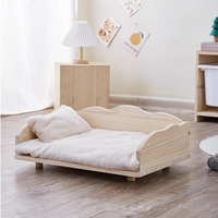 Lit pour chien géant rectangulaire en pin naturel durable XXL, plateforme écologique non peinte, antidérapante, matelas en fibre de coco rafraîchissant pour l'été