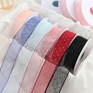 Rubans décoratifs pour la Saint-Valentin, la fête des mères et les mariages, ruban à pois de haute qualité, 2,5 cm, en fil durable, fleurs mignonnes, cadeau - Product Image 1