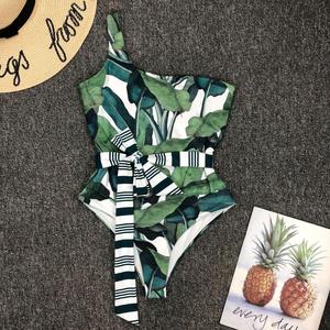 Maillot de bain une pièce, bikini, motif imprimé feuilles vertes, vente en gros, nouvelle collection - Product Image 4