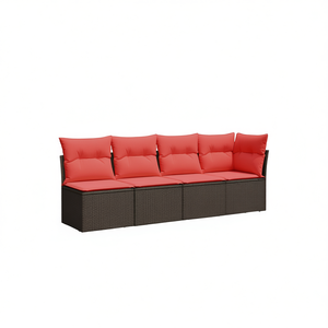 Garden <b>Sofa</b> With Cushion 227 X 62 X 69 Cm Poly <b>Rattan</b> Outdoor Furniture Three Seat Elegant Design - Product Image 1