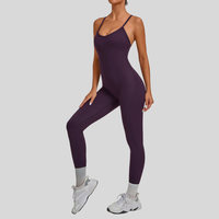 Combinaison moulante une pièce pour femme, col en V, avec boucle réglable, taille croisée, effet ventre plat et rehaussement des hanches, pour le sport et le yoga