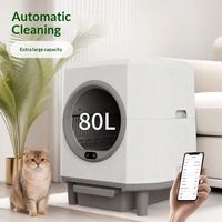 Bac à litière automatique pour chat adulte 80L, toilette électrique intelligente à nettoyage automatique, grande capacité, carré