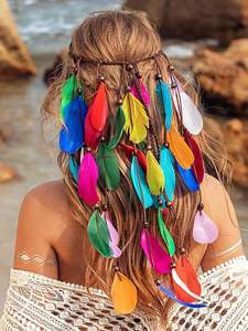 Bandeau en plumes bohème, <span class=keywords><strong>coiffe</strong></span> hippie, costume de bohème, <span class=keywords><strong>coiffe</strong></span> <span class=keywords><strong>indienne</strong></span>, accessoire de cheveux en plumes pour femmes - Product Image 3