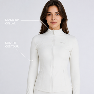 Chaqueta Charlo Ivory Contour, Corte Ajustado, Cuello Alto, Elástica Premium, para Gimnasio, Entrenamiento, Deporte, Venta al Por Mayor, OEM, GCC - Product Image 2